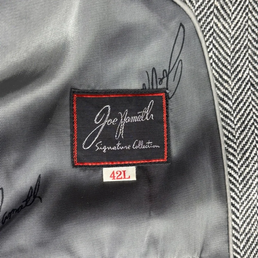 Joe Namath Signature Collection Blazer Mens 42L Gray Herringbone Sport Coat